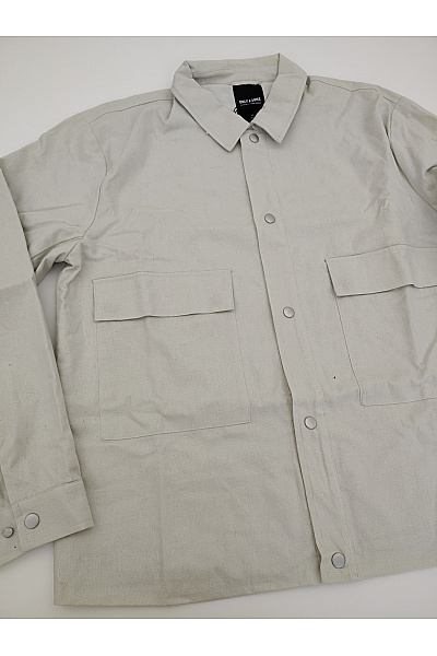 ONLY & SONS Béžová lněná košilová bunda jarní Velikost XL | ONLY & SONS | obrázek 4