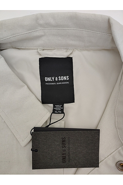 ONLY & SONS Béžová lněná košilová bunda jarní Velikost XL | ONLY & SONS | obrázek 6