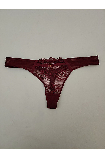 Lasca Luxusní Krajková Tanga Vínová Vel. EU 36/38