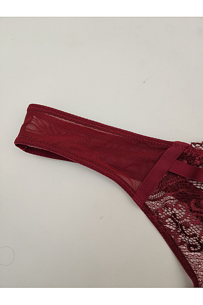Lasca Luxusní krajková tanga vínová Vel. EU 36/38 | Lasca | obrázek 2