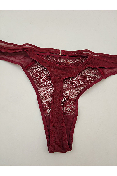 Lasca Luxusní krajková tanga vínová Vel. EU 36/38 | Lasca | obrázek 5