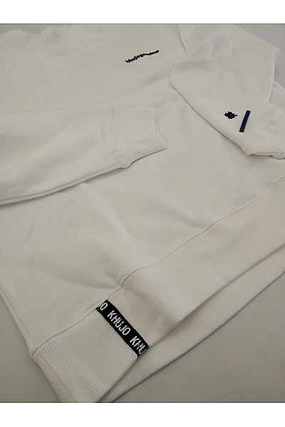Khujo Bílá bavlněná mikina crewneck s výšivkou Vel. M | Khujo | obrázek 4