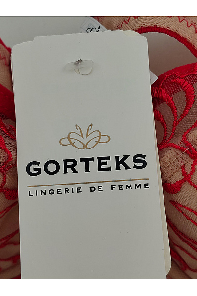 GORTEKS Červená krajková kosticová podprsenka s výztuží Velikost EU 75B | GORTEKS | obrázek 5