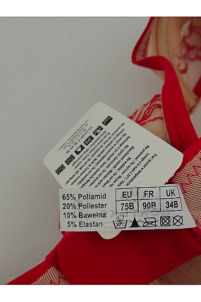 GORTEKS Červená krajková kosticová podprsenka s výztuží Velikost EU 75B | GORTEKS | obrázek 7