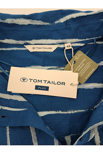 TOM TAILOR Modrá bavlněná pruhovaná košile s dlouhým rukávem Vel. EU 48 | TOM TAILOR | obrázek 6