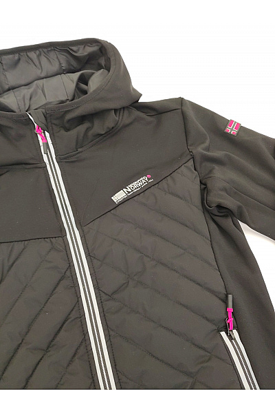 Geographical Norway Černá prošívaná sportovní bunda s kapucí na zip Vel. EU 3/L | Geographical Norway | obrázek 3