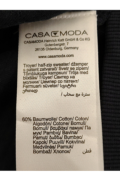 CASA MODA Pánská černá bavlněná mikina se zipem u krku sportovní Velikost XL | CASA MODA | obrázek 7