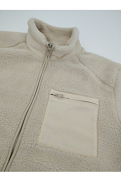 ONLY & SONS Béžová pánská fleecová bunda se zipem a kapsou Velikost XL/TG | ONLY & SONS | obrázek 4