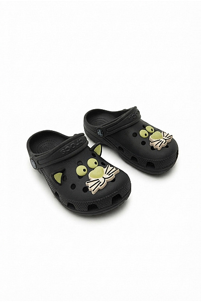Crocs Dětské černé Nazouváky S Motivem Kočky Velikost US 11