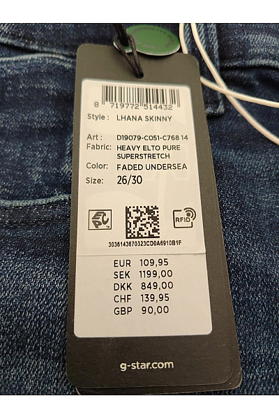 G-Star Dámské modré bavlněné skinny džíny seprané Vel. 26/30 | G-Star | obrázek 9
