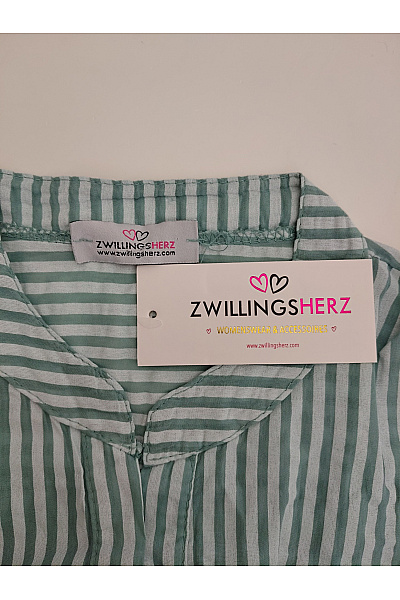 Zwillingsherz Zelené pruhované bavlněné košilové šaty s dlouhým rukávem Vel. XL | Zwillingsherz | obrázek 8