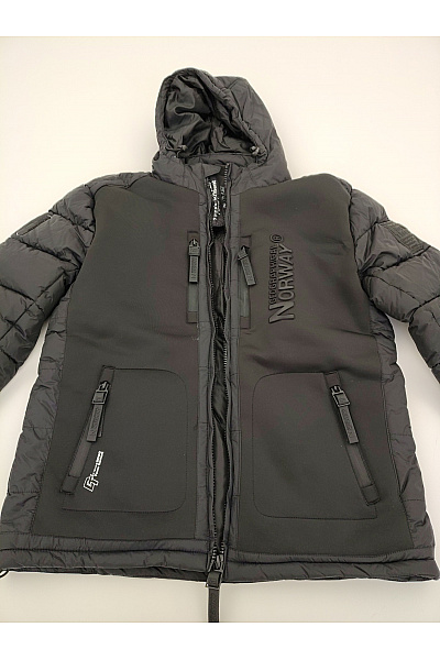 Geographical Norway Černá pánská zimní prošívaná bunda s kapucí se zipem Vel. XXL | Geographical Norway | obrázek 5