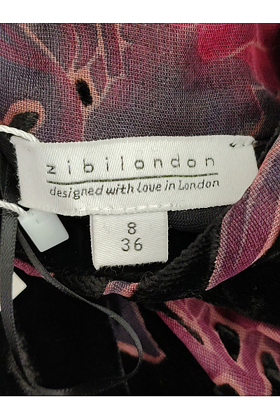 Zibi LONDON Černá sametová halenka s dlouhým rukávem a květinovým vzorem Velikost UK 8 | Zibi LONDON | obrázek 6