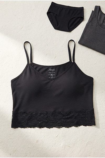 Sloggi Černé Dámské Crop Top Tílko S Krajkou Velikost EU 42