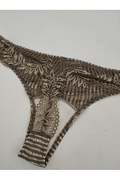 HANRO Dámská krajková tanga khaki luxusní Velikost XS | HANRO | obrázek 5