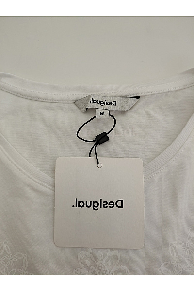DESIGUAL Bílé bavlněné tričko s krátkým rukávem a výšivkou Vel. M | DESIGUAL | obrázek 9