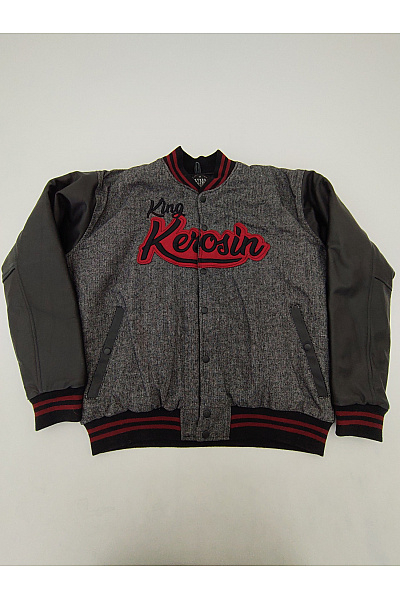 King Kerosin Šedá vlněná baseballová bomber bunda Vel. XXL | King Kerosin | obrázek 2