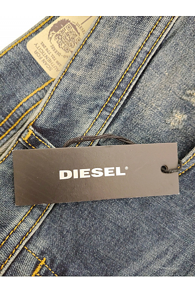 DIESEL Pánské modré bavlněné džíny rovné seprané vyšisované Vel. 34 | DIESEL | obrázek 7