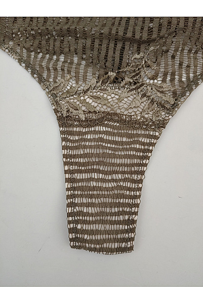 HANRO Dámská luxusní khaki tanga s krajkou | HANRO | obrázek 3