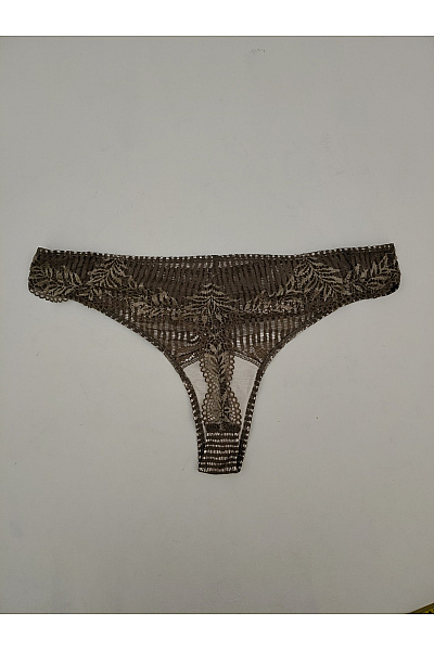 HANRO Dámská luxusní khaki tanga s krajkou | HANRO | obrázek 5