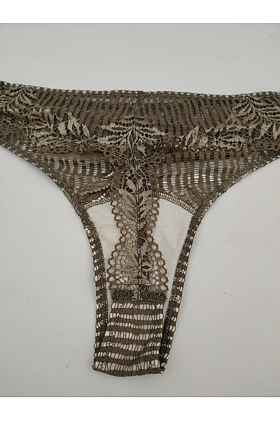 HANRO Dámská luxusní khaki tanga s krajkou | HANRO | obrázek 6