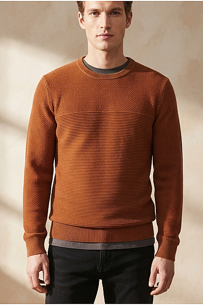 TOM TAILOR Hnědý Pletený Pulovr S Texturou Basic