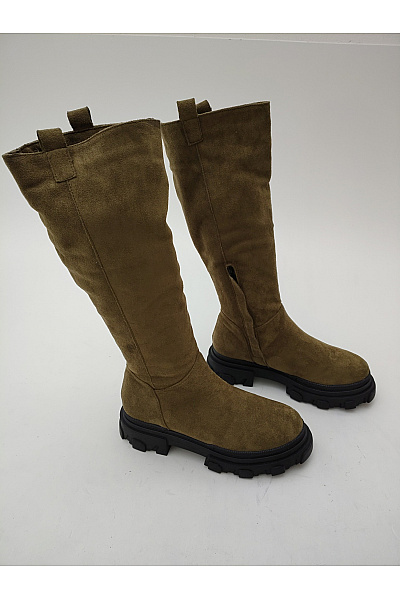 Dámské khaki vysoké kozačky na platformě podzimní Vel. EU 40 | Unimoda | obrázek 2