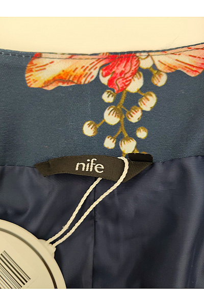 Nife Modré květované sako bez límce Velikost 42 | Nife | obrázek 5