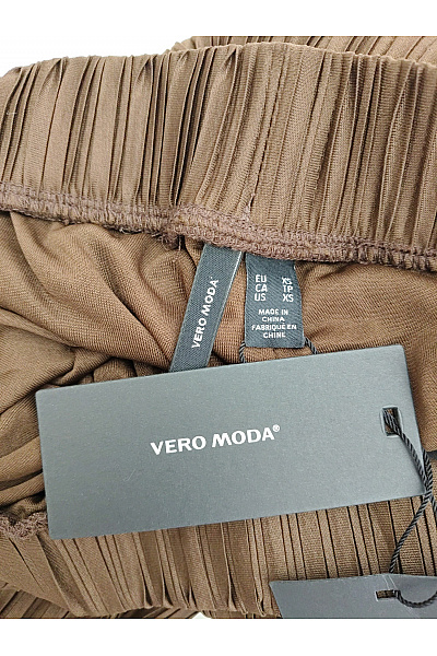 VERO MODA Hnědé plisované zvonové kalhoty s pružným pasem Vel. EU XS | VERO MODA | obrázek 6