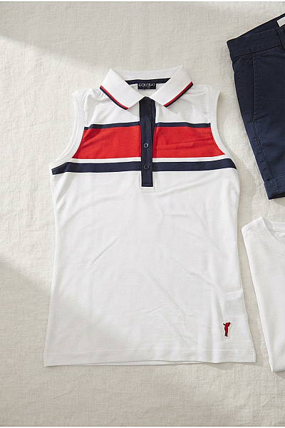 GOLFINO Bílé Sportovní Polo Tílko Bez Rukávů Vel. EU 34
