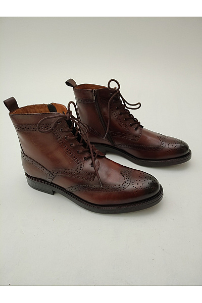 Ortiz & Reed Hnědé kožené kotníkové boty brogue šněrovací na zip elegantní podzimní Velikost EU 43 | Ortiz & Reed | obrázek 2