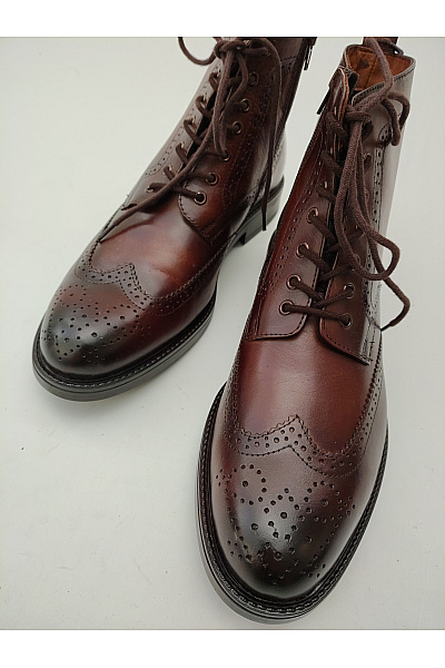 Ortiz & Reed Hnědé kožené kotníkové boty brogue šněrovací na zip elegantní podzimní Velikost EU 43 | Ortiz & Reed | obrázek 3
