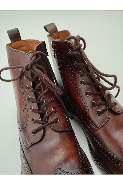 Ortiz & Reed Hnědé kožené kotníkové boty brogue šněrovací na zip elegantní podzimní Velikost EU 43 | Ortiz & Reed | obrázek 5
