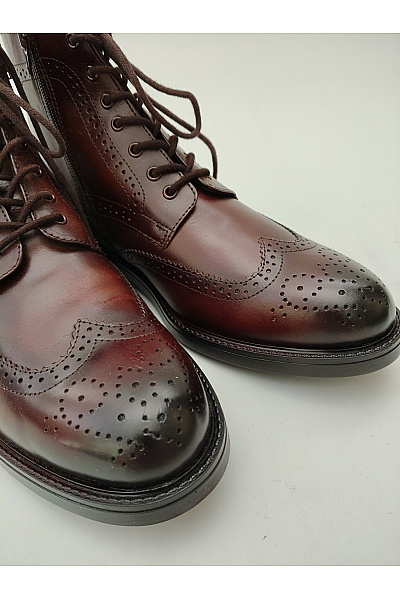 Ortiz & Reed Hnědé kožené kotníkové boty brogue šněrovací na zip elegantní podzimní Velikost EU 43 | Ortiz & Reed | obrázek 6