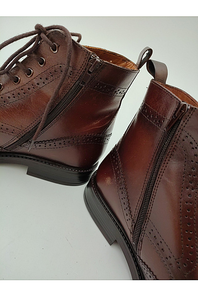 Ortiz & Reed Hnědé kožené kotníkové boty brogue šněrovací na zip elegantní podzimní Velikost EU 43 | Ortiz & Reed | obrázek 7