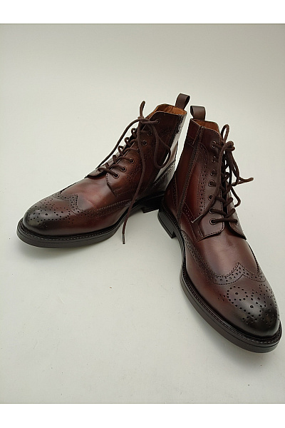 Ortiz & Reed Hnědé kožené kotníkové boty brogue šněrovací na zip elegantní podzimní Velikost EU 43 | Ortiz & Reed | obrázek 12