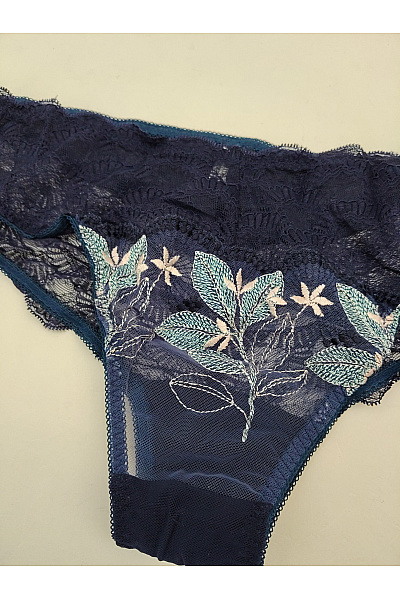 Kamea lingerie Modré krajkové kalhotky s květinovou výšivkou Vel. 2XL | kamea lingerie | obrázek 3