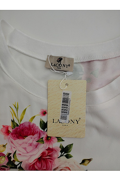 LACONY Bílé květované letní šaty s krátkým rukávem Vel. M | LACONY | obrázek 7