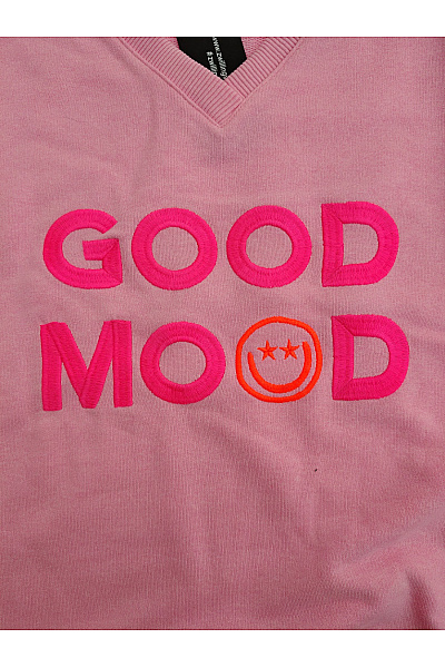 Zwillingsherz Růžová dámská mikina s dlouhým rukávem a potiskem Good Mood Velikost S/M | Zwillingsherz | obrázek 4