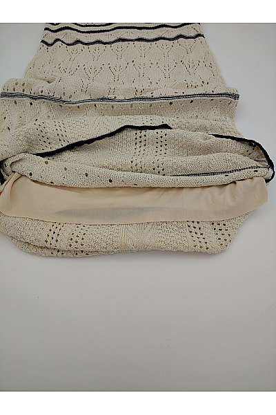 Béžové pletené bavlněné midi šaty na ramínka boho Vel. S | Unimoda | obrázek 4