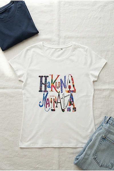 SOL´S Bílé Dámské Tričko S Krátkým Rukávem A Nápisem Hakuna Matata Velikost M