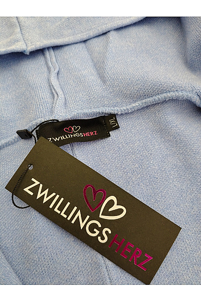 Zwillingsherz Modrý pletený kardigan s kapucí a kapsami Velikost L-XL | Zwillingsherz | obrázek 7