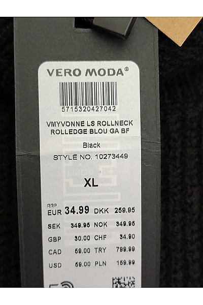 VERO MODA Černý pletený dámský rolák oversized střihu Velikost XL | VERO MODA | obrázek 7