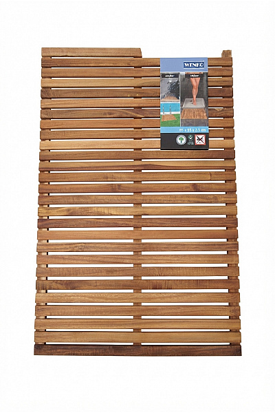 Hnědá Dřevěná Koupelnová Předložka Outdoor