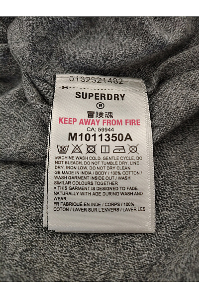 SUPERDRY Pánské šedé bavlněné tričko s krátkým rukávem a kulatým výstřihem basic Velikost XL | SUPERDRY | obrázek 7