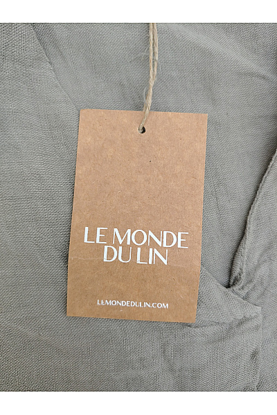LE MONDE DU LIN Dámská lněná halenka bez rukávů s výstřihem do V khaki Velikost M | LE MONDE DU LIN | obrázek 3