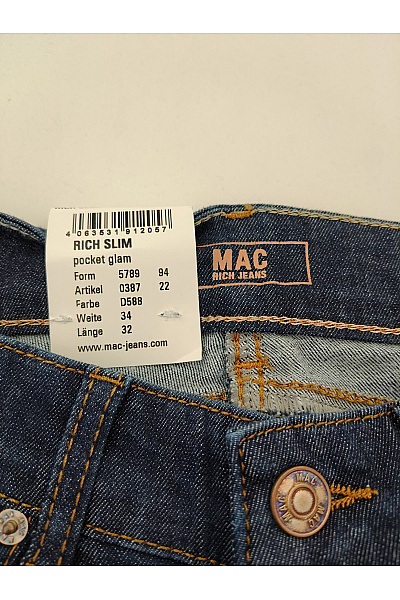MAC Dámské modré bavlněné úzké džíny s vysokým pasem Velikost DE 34/32 | MAC | obrázek 4