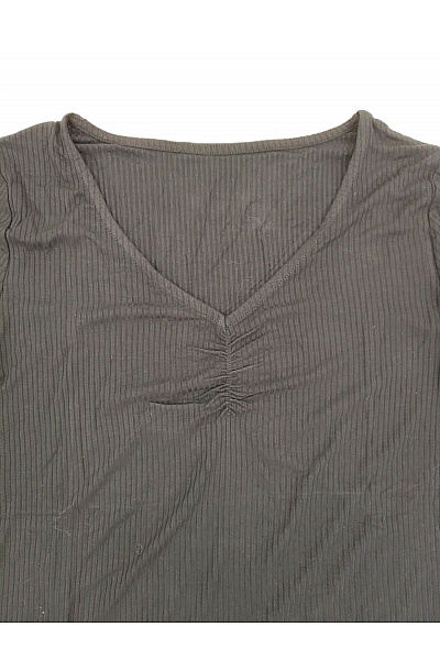Dámské černé tričko s dlouhým rukávem a výstřihem do V basic Vel. EU 44/46 | Unimoda | obrázek 4