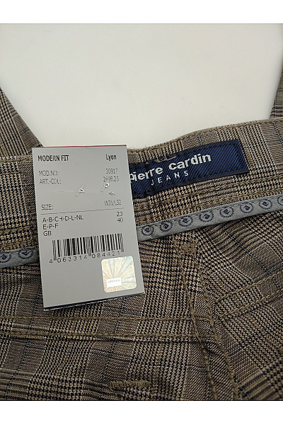 PIERRE CARDIN Hnědé kostkované bavlněné kalhoty rovné Vel. W31/L32 | PIERRE CARDIN | obrázek 4