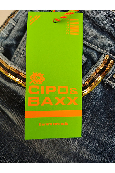 Cipo&Baxx Dámské bavlněné džíny s kamínky rovné Vel. W: 26 L: 32 | Cipo&Baxx | obrázek 6